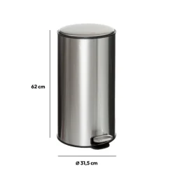5five Poubelle ronde à pédale métal 30L, Inox