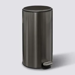 5five Poubelle ronde à pédale métal 30L, Inox noir