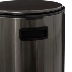 5five Poubelle ronde à pédale métal 30L, Inox noir