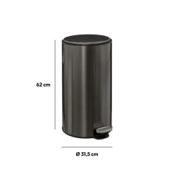 5five Poubelle ronde à pédale métal 30L, Inox noir