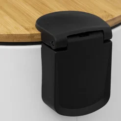 5five Poubelle ronde avec couvercle bambou 30L, Blanc