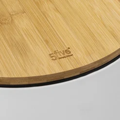 5five Poubelle ronde avec couvercle bambou 30L, Blanc