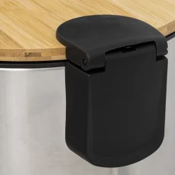 5five Poubelle ronde avec couvercle bambou 30L, Inox