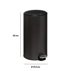 5five Poubelle ronde en métal 30L, Gris charbon