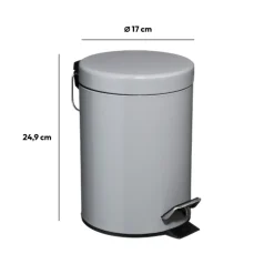 5five Poubelle ronde métal  3L, Gris