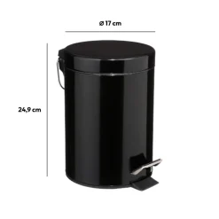 5five Poubelle ronde métal 3L, Noir