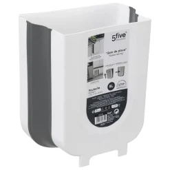 5five Poubelle rétractable de porte 8L, Noir & Blanc