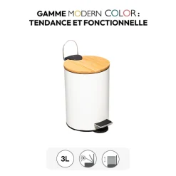 5five Poubelle Soft close 3L, Blanc