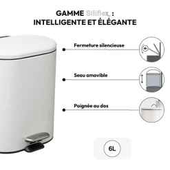5five Poubelle Soft close métal 6L, Blanc