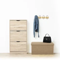 5five Pouf de rangement 2 places 76x38 cm, Toile de jute