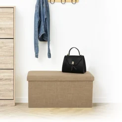 5five Pouf de rangement 2 places 76x38 cm, Toile de jute