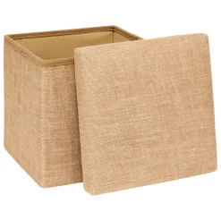 5five Pouf de rangement 31x31 cm, Toile de jute