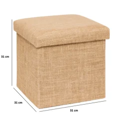 5five Pouf de rangement 31x31 cm, Toile de jute