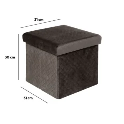 5five Pouf pliable 31x31 cm, Velours Gris