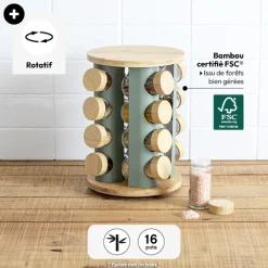 5five Présentoir à épices sur plateau tournant, Bambou