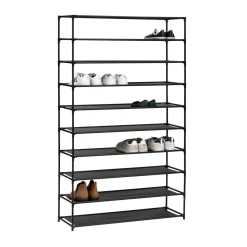 5five Range-chaussures 10 niveaux, Tissu noir