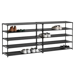 5five Range-chaussures 10 niveaux, Tissu noir