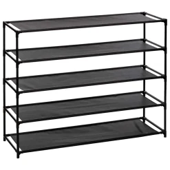 5five Range-chaussures 10 niveaux, Tissu noir