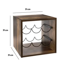 5five Rangement 6 bouteilles indus, Effet bois foncé