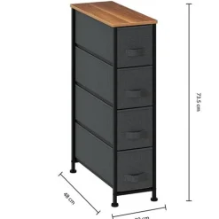 5five Rangement 4 tiroirs tissu, Gris anthracite