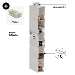 5five Rangement chaussures 10 cases avec panier, Beige