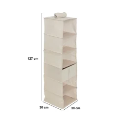 5five Rangement chaussures 6 cases avec panier, Beige