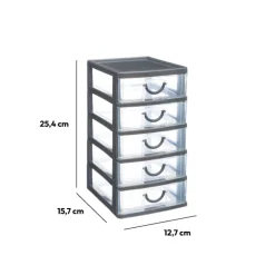 5five Rangement tour plastique 5 tiroirs, Grand modèle