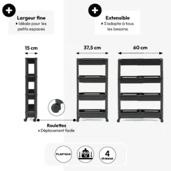 5five Resserre extensible 4 niveaux, Noir