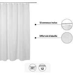 5five Rideau de douche 180x200cm, Blanc