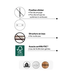 5five Serviteur de douche 2 niveaux, Acacia