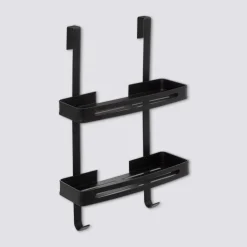 5five Serviteur de douche 2 niveaux stick adhésif, Noir