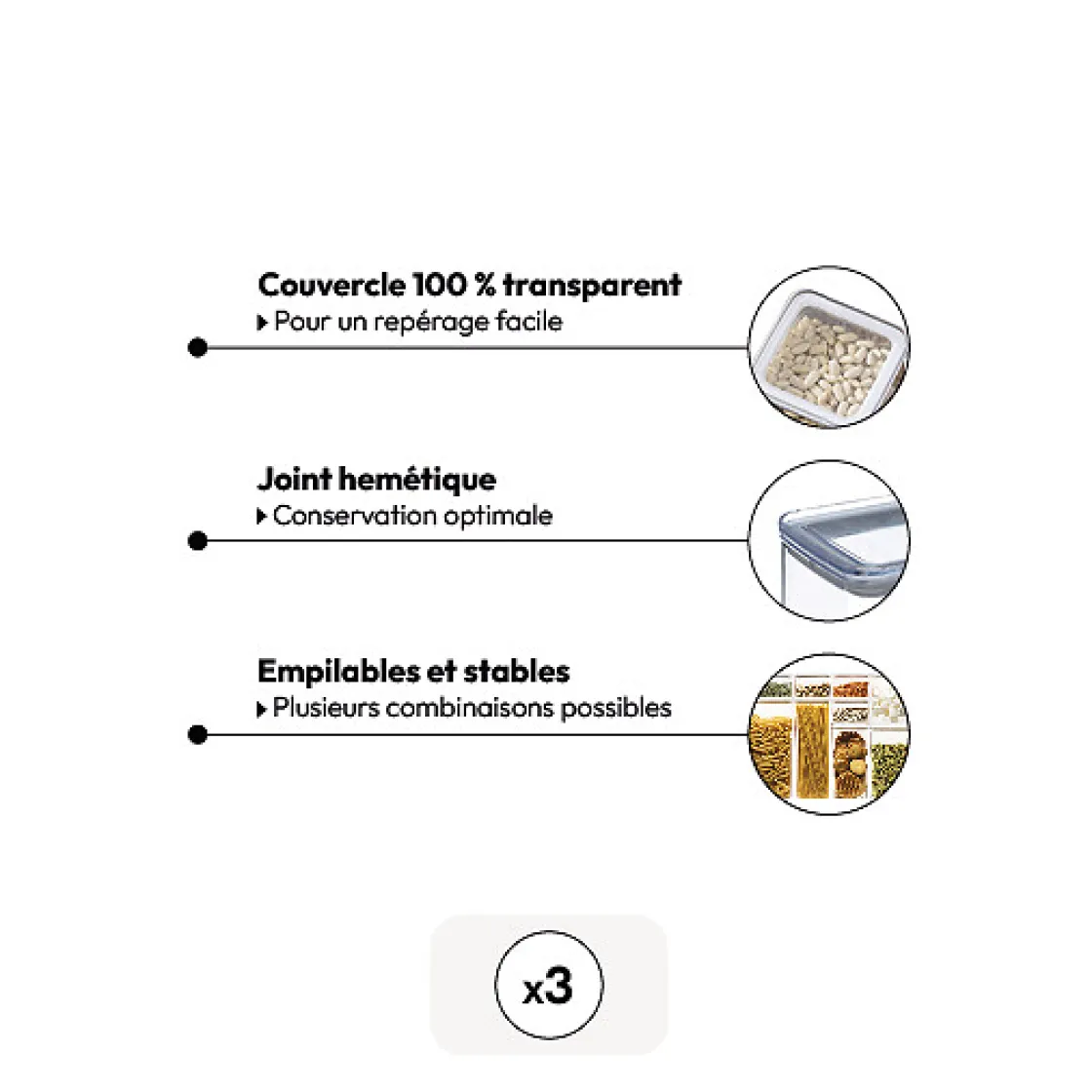 5five Set 3 boîtes de conservation