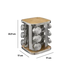 5five Support à épices x12 rotatif - Inox, Bambou