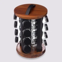 5five Support rotatif acacia 16 pots à épices