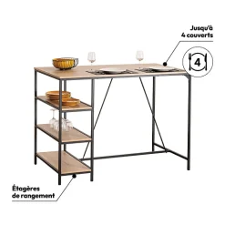 5five Table bar 3 étagères, Effet chêne naturel