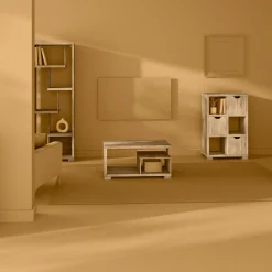 5five Table basse 2 niveaux, Effet bois naturel