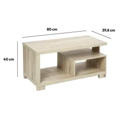 5five Table basse 2 niveaux, Effet bois naturel