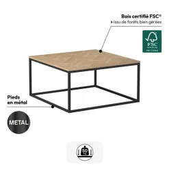 5five Table basse, Effet bois et noir