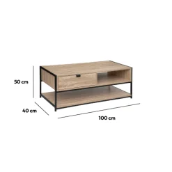 5five Table basse, Effet chêne naturel