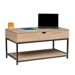 5five Table basse plateau relevable, Effet chêne naturel