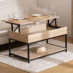 5five Table basse plateau relevable, Effet chêne naturel