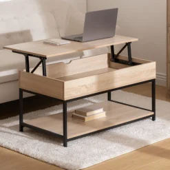 5five Table basse plateau relevable, Effet chêne naturel