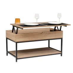 5five Table basse plateau relevable, Effet chêne naturel