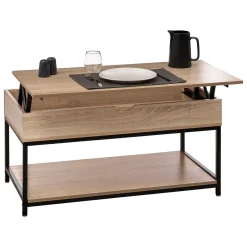 5five Table basse plateau relevable, Effet chêne naturel