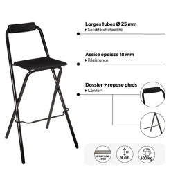 5five Table de bar et 2 chaises pliantes