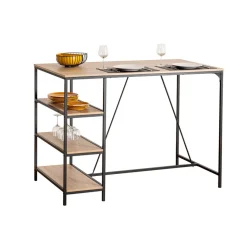 5five Table de bar et 4 tabourets, Effet chêne naturel