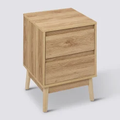 5five Table de chevet 2 tiroirs, Effet chêne naturel