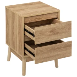 5five Table de chevet 2 tiroirs, Effet chêne naturel