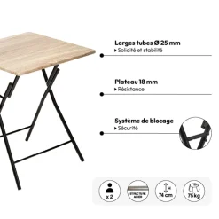 5five Table pliante 2 places, Effet bois