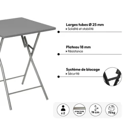 5five Table pliante 2 places, Gris